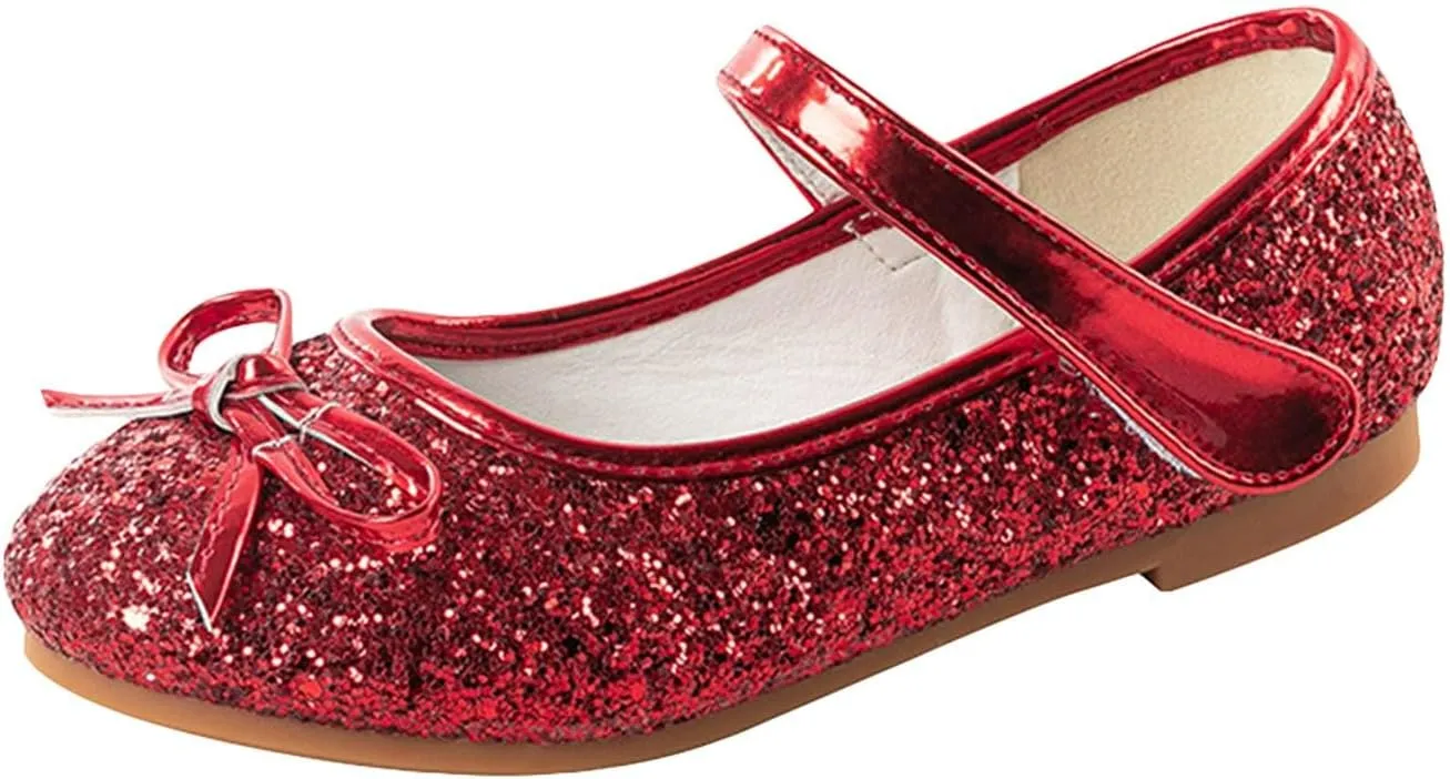 Flower Girl Dress Shoes Rhinestones Bow Mary Jane Ballet Flats for Girls Wedding Party Toddler Kids Dress Shoes Girls
