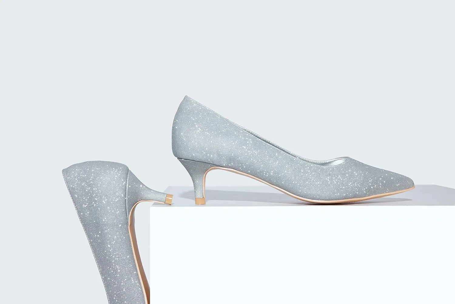 GENSHUO Womens Kitten Heels,Classic 2 Inch Low Heel Pumps Slip On Closed Pointed Toe Pumps Office Work Dress Heeled Pump Shoes