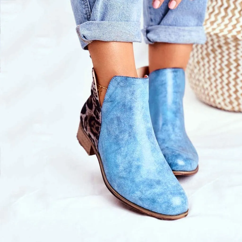 Gibobby Ankle Boots for Women Low Heel,Slip-On Loafers Pointed Toe Chunky Hollow Bucket Office Casual Shoes Cutout Booties