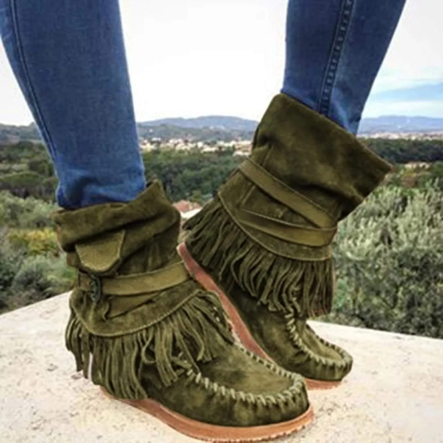 Gibobby Boots for Women Women High Heel Platform Boots Retro Ankle Boots Squared Toe Breathable Zip Up Boots 52
