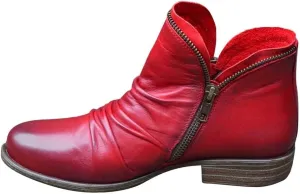 Gibobby Boots for Womens Low Heel Boots Pointed Toe Stacked Mid Heel Ankle Boots V Cut Back Zipper Booties
