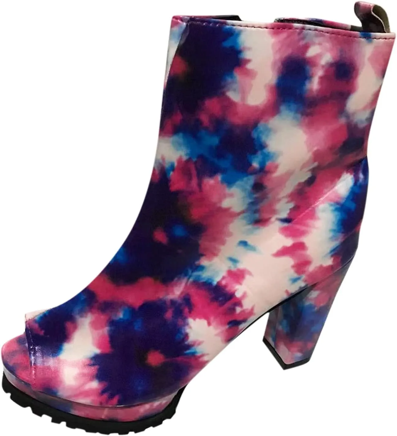 Gibobby Cowboy Boots for Women Round Toe Platform Boots Squared Heels Motorcycle Boots Lace Up Strap Party Ankle Boots 52