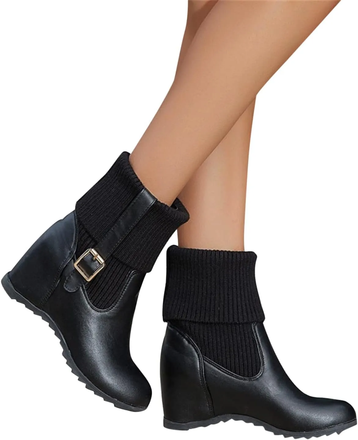 Gibobby Cowgirl Boots Women Wide Calf Cowgirl Fashion Slip On Western Leather Boots Square Toe Knee High Shoes 52