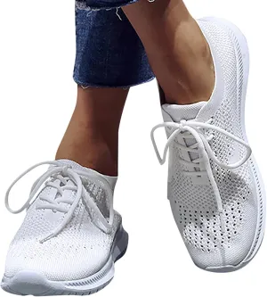 Gibobby Womens Sandals Sneakers for Women Slip On Lightweight Lace-Up Mesh Breathable Walking Shoes Fashion Loafers Shoes White