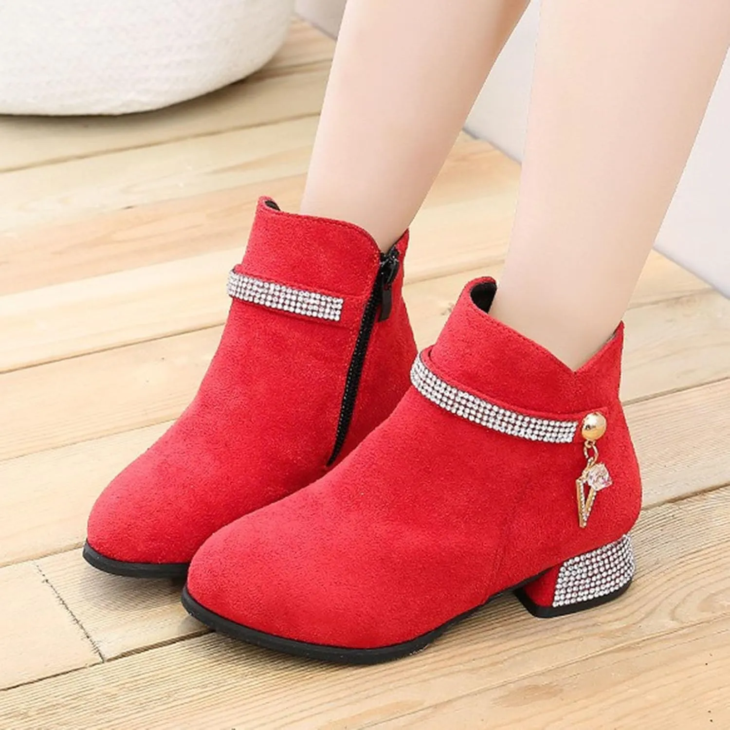 Girls Ankle Boots Little Big Girls Boots Lace-Up Zipper Outdoor Ankle Shoes Ankle Boots Winter Boots