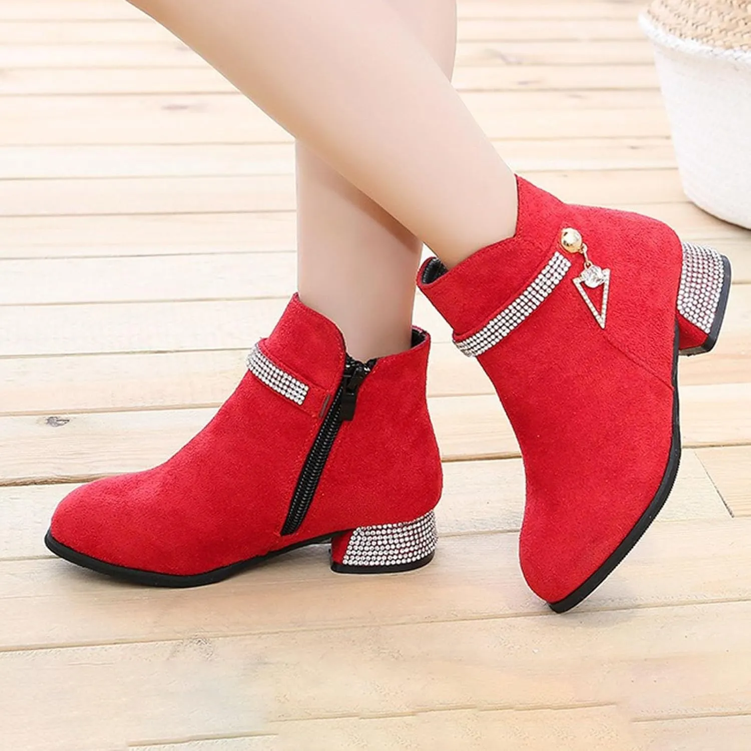 Girls Ankle Boots Little Big Girls Boots Lace-Up Zipper Outdoor Ankle Shoes Ankle Boots Winter Boots