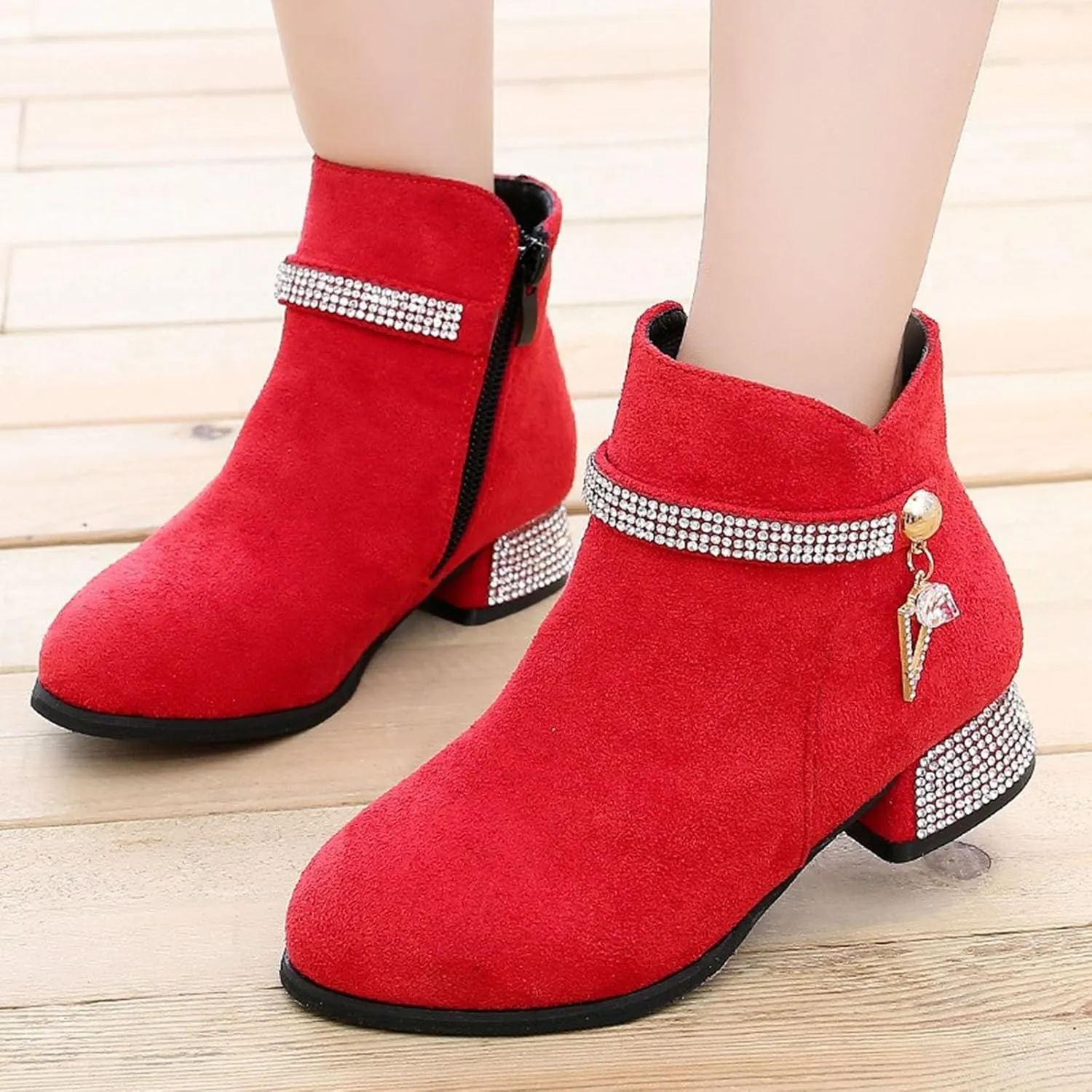 Girls Ankle Boots Little Big Girls Boots Lace-Up Zipper Outdoor Ankle Shoes Ankle Boots Winter Boots