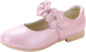 Girls Ballerina Flats Mary Jane Front Flower Dress Shoes for Wedding, Party, Walking,Toddler/Little Girls Ballet Shoes