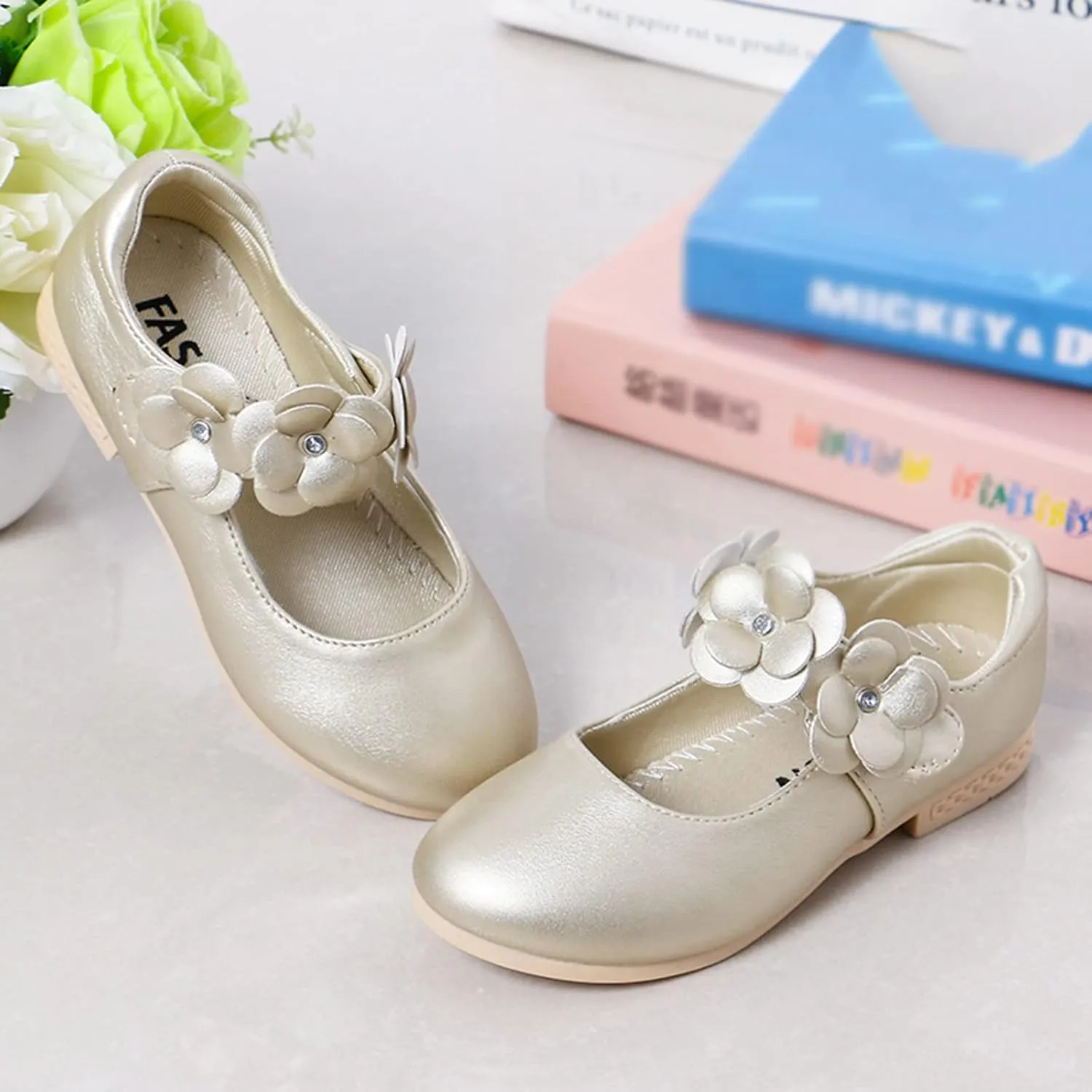 Girls Ballerina Flats Mary Jane Front Flower Dress Shoes for Wedding, Party, Walking,Toddler/Little Girls Ballet Shoes