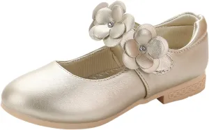Girls Ballerina Flats Mary Jane Front Flower Dress Shoes for Wedding, Party, Walking,Toddler/Little Girls Ballet Shoes