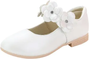 Girls Ballerina Flats Mary Jane Front Flower Dress Shoes for Wedding, Party, Walking,Toddler/Little Girls Ballet Shoes