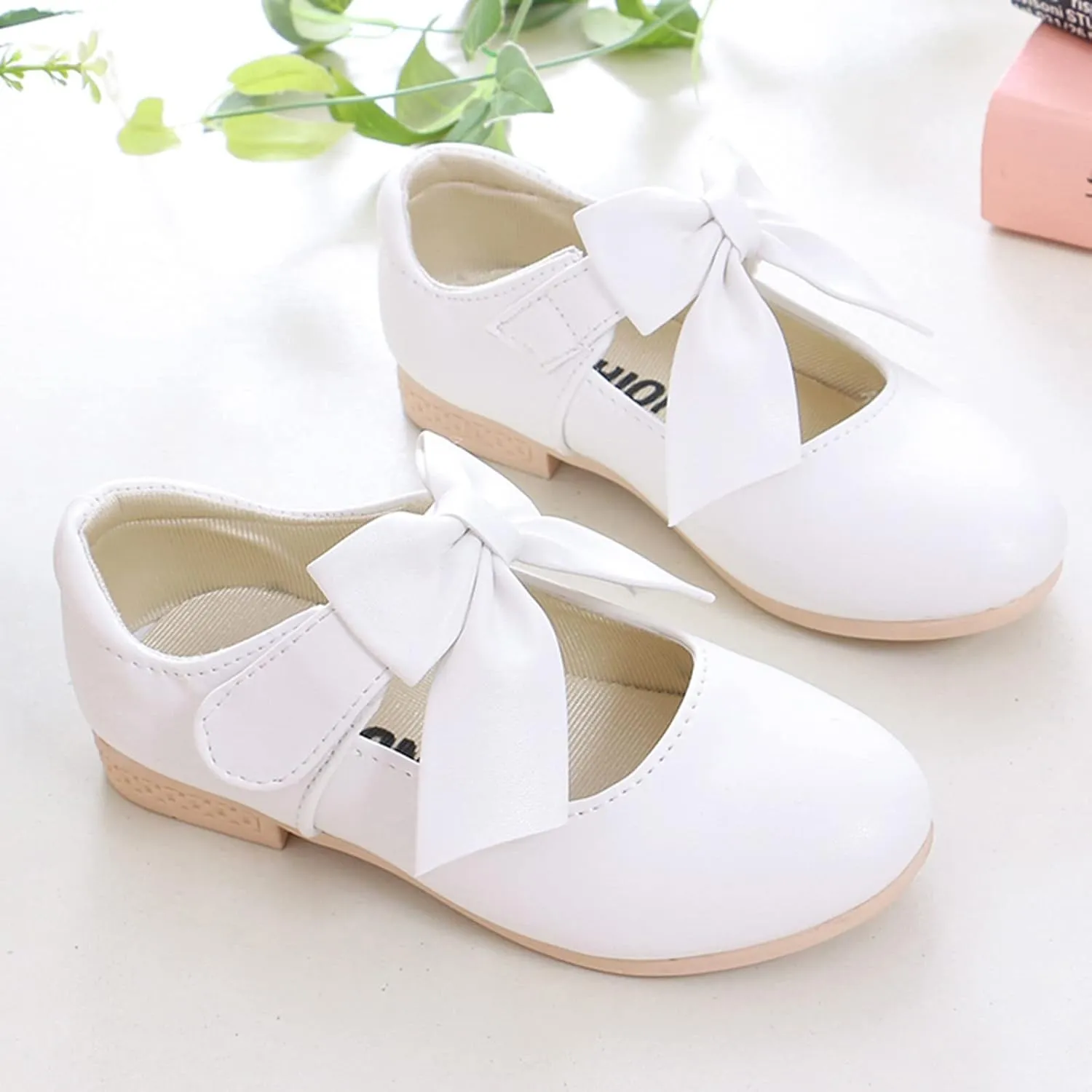 Girls Ballet Shoes Flower Girls Mary Jane Flat with Bow Toddler Gilrs Dress Shoes Party Wedding Toddler Shoes Girl