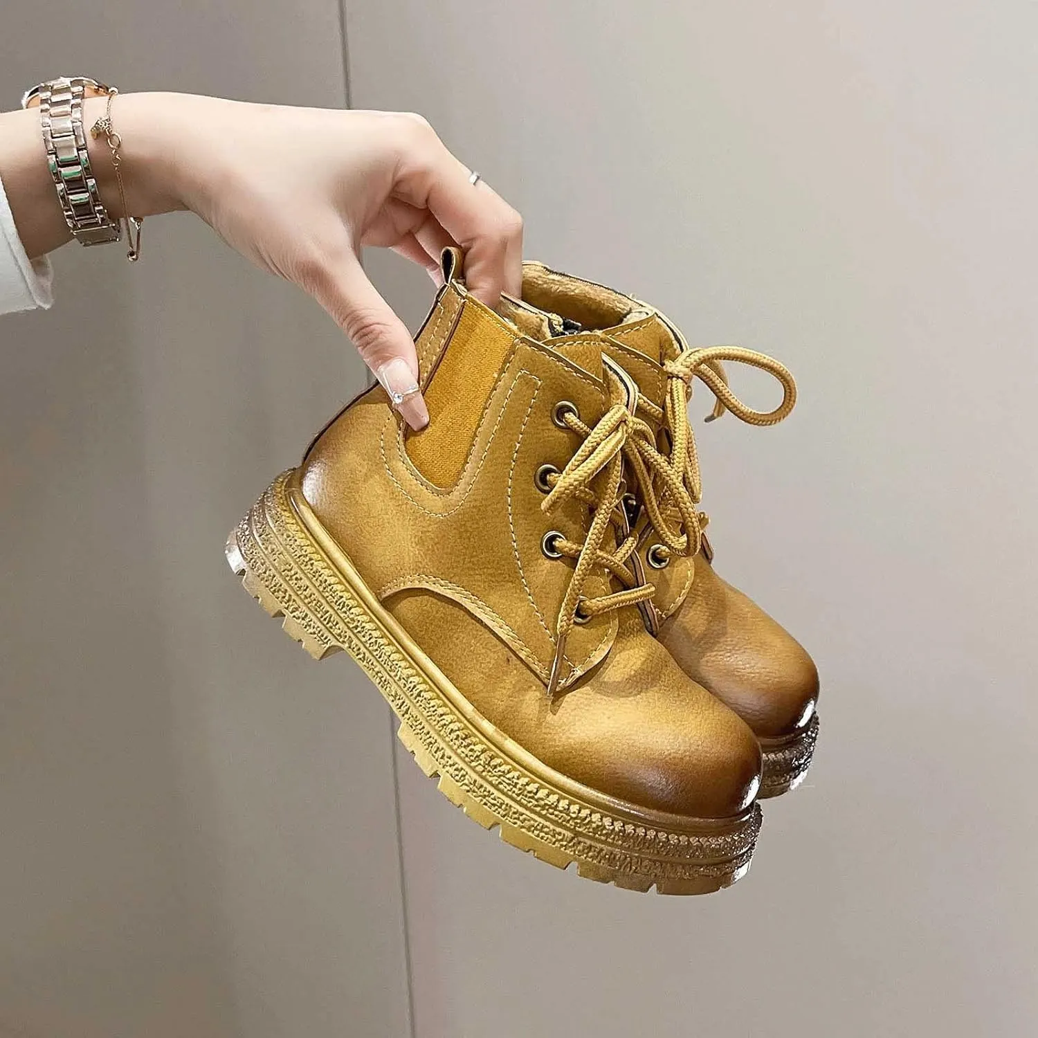 Girls Boots Ankle Boots Low Heels Booties with Side Zipper/Lace up Girls Ankle Boots Size 2 3 4 5 6 7 8