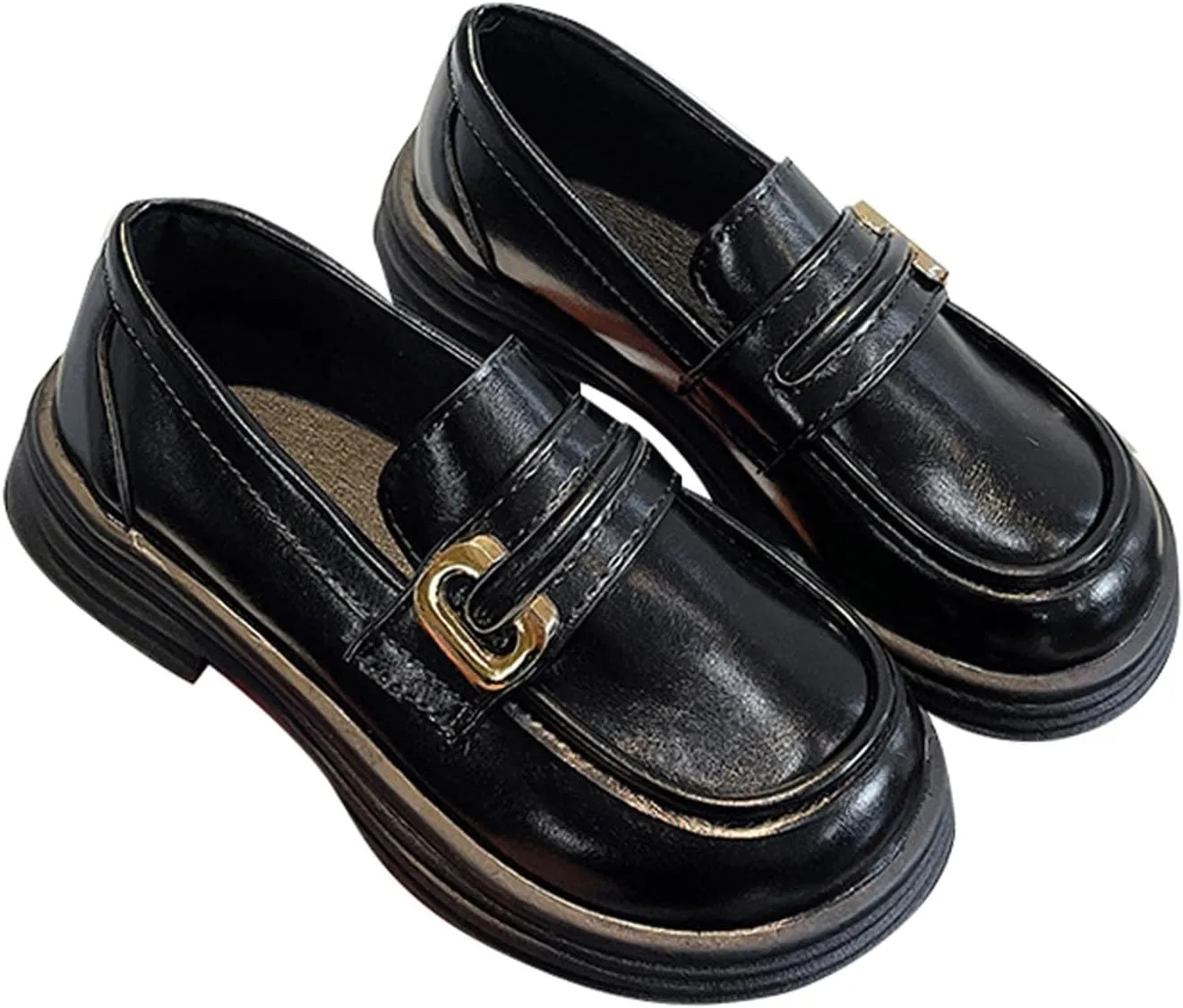 Girls Loafers Chunky Platform Classic Dress Shoes Big Little Kid PU Leather Rubber Sole Oxfor𝐝 School Uniform Shoes