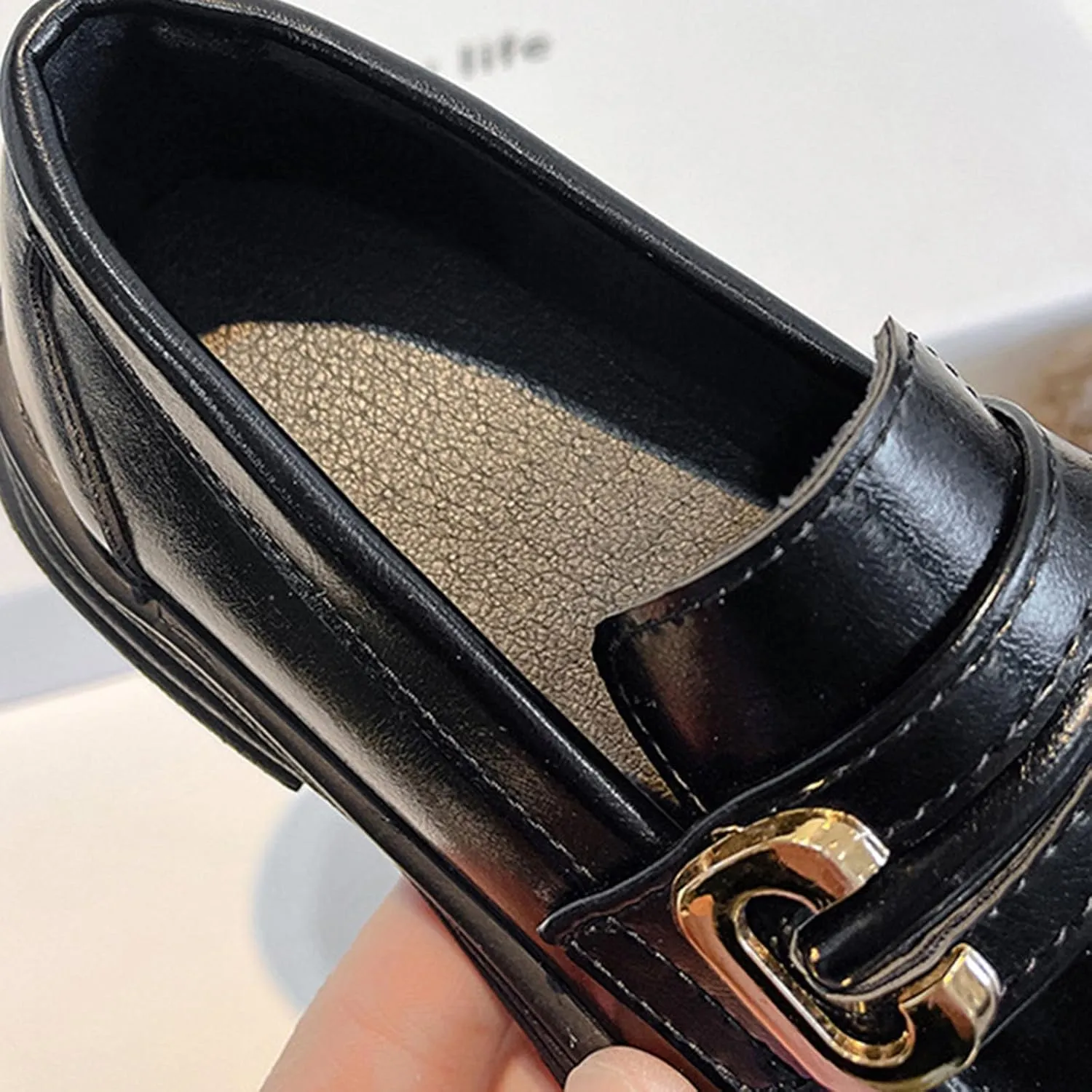 Girls Loafers Chunky Platform Classic Dress Shoes Big Little Kid PU Leather Rubber Sole Oxfor𝐝 School Uniform Shoes