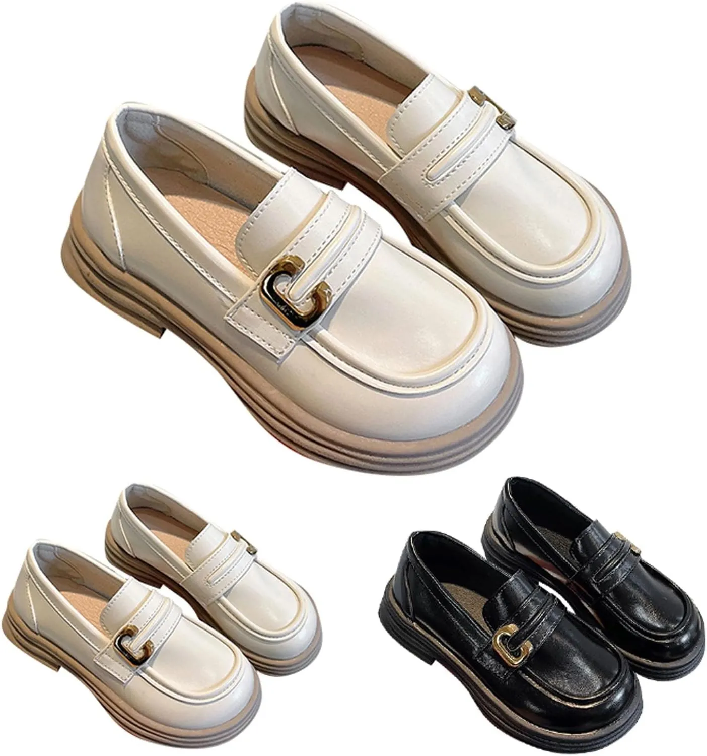 Girls Loafers Chunky Platform Classic Dress Shoes Big Little Kid PU Leather Rubber Sole Oxfor𝐝 School Uniform Shoes