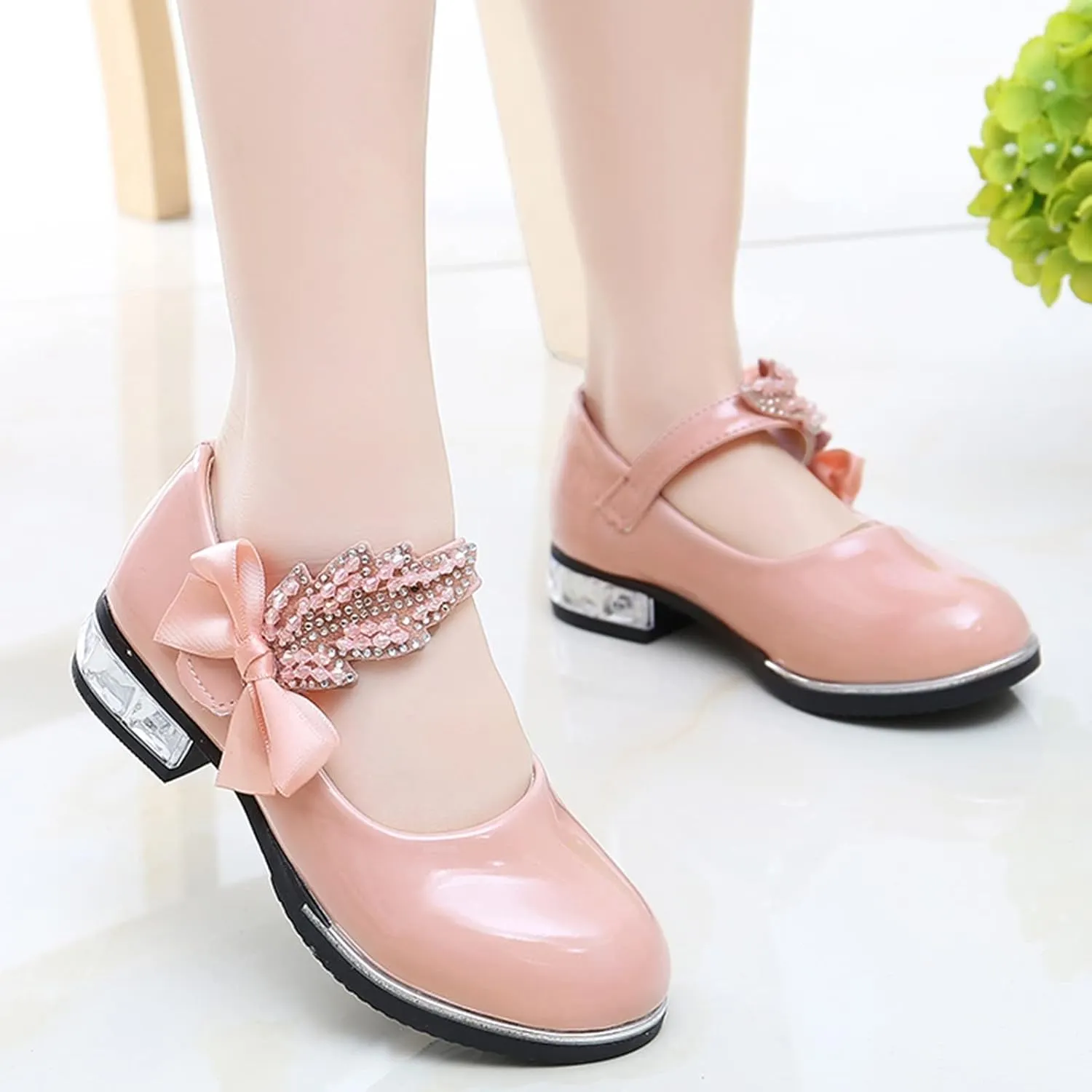 Girls Mary Jane Oxfor𝐝 Dress Shoes Toddler Kids School Shoes Pump Patent Leather Uniform Low Heel Flats for Wedding
