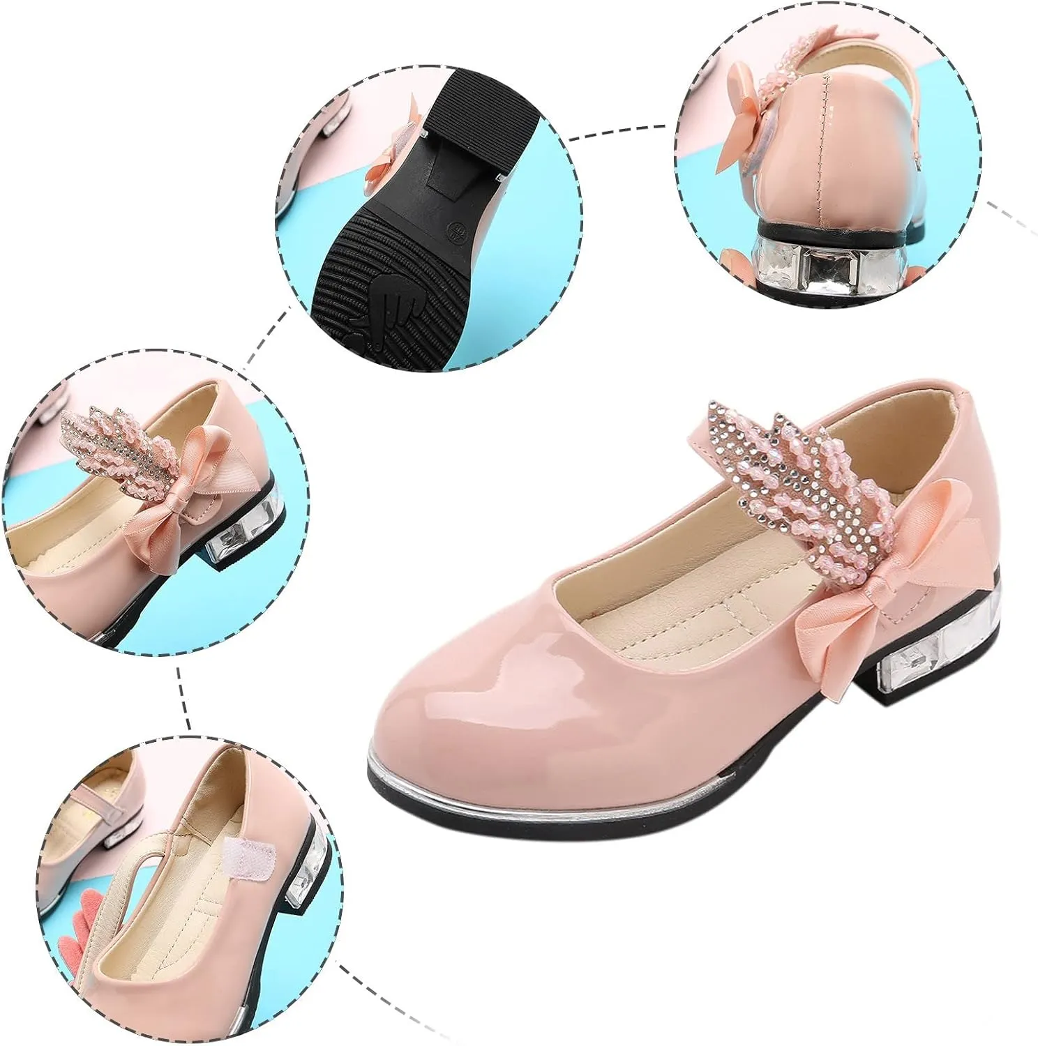 Girls Mary Jane Oxfor𝐝 Dress Shoes Toddler Kids School Shoes Pump Patent Leather Uniform Low Heel Flats for Wedding