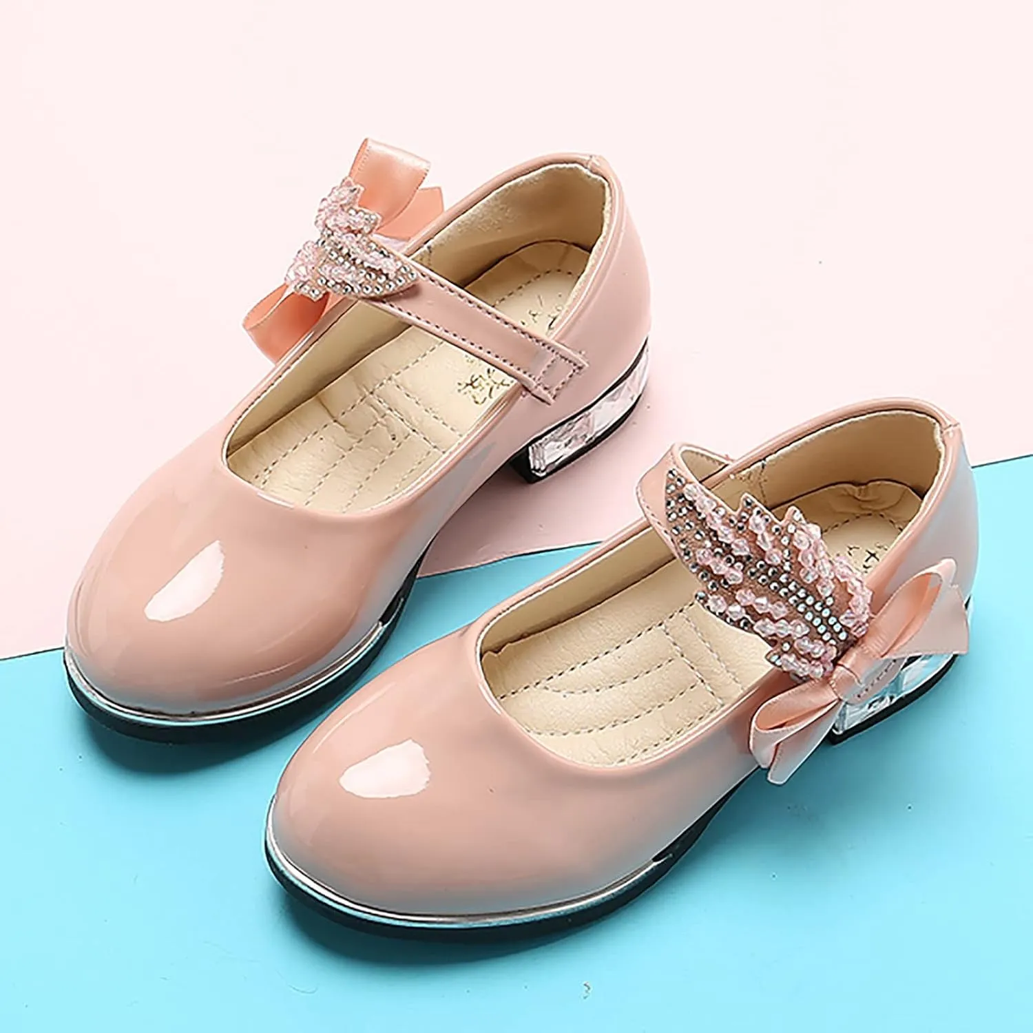 Girls Mary Jane Oxfor𝐝 Dress Shoes Toddler Kids School Shoes Pump Patent Leather Uniform Low Heel Flats for Wedding