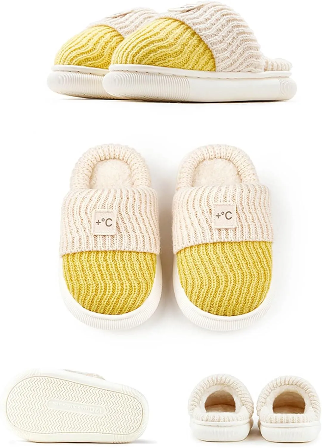 Girls Platform Knit Slippers Cozy Winter Warm Fuzzy Memory Foam Slip-On Plush House Slides Shoes Kids Boys Indoor Flat