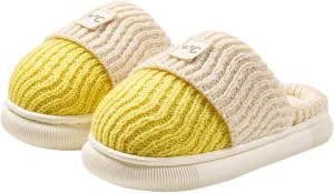 Girls Platform Knit Slippers Cozy Winter Warm Fuzzy Memory Foam Slip-On Plush House Slides Shoes Kids Boys Indoor Flat