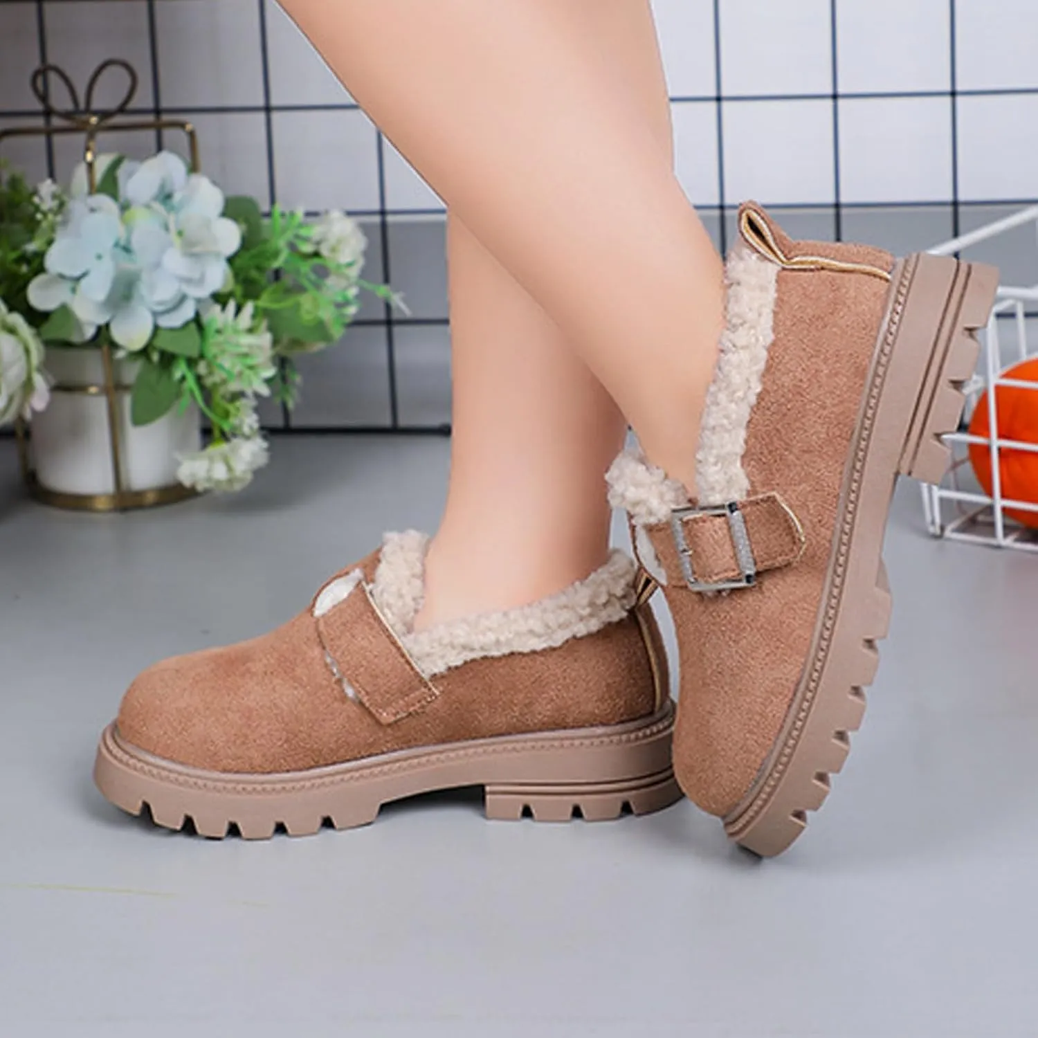 Girls Platform Slippers Boots Shoes Kids Boys Girls Plush Slippers Thick Bottom Cuddle Slides Slippers Snow Boots Shoes