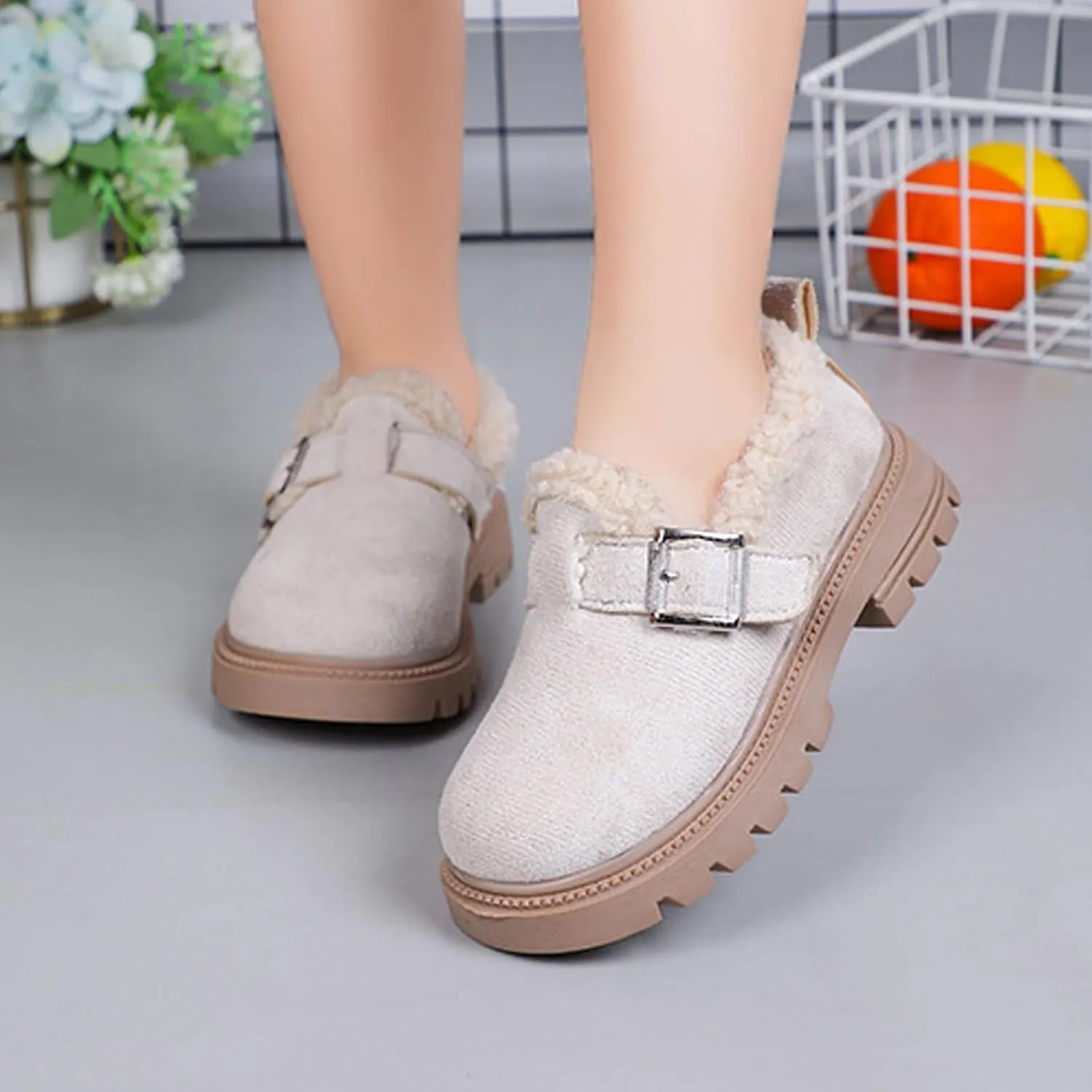 Girls Platform Slippers Boots Shoes Kids Boys Girls Plush Slippers Thick Bottom Cuddle Slides Slippers Snow Boots Shoes