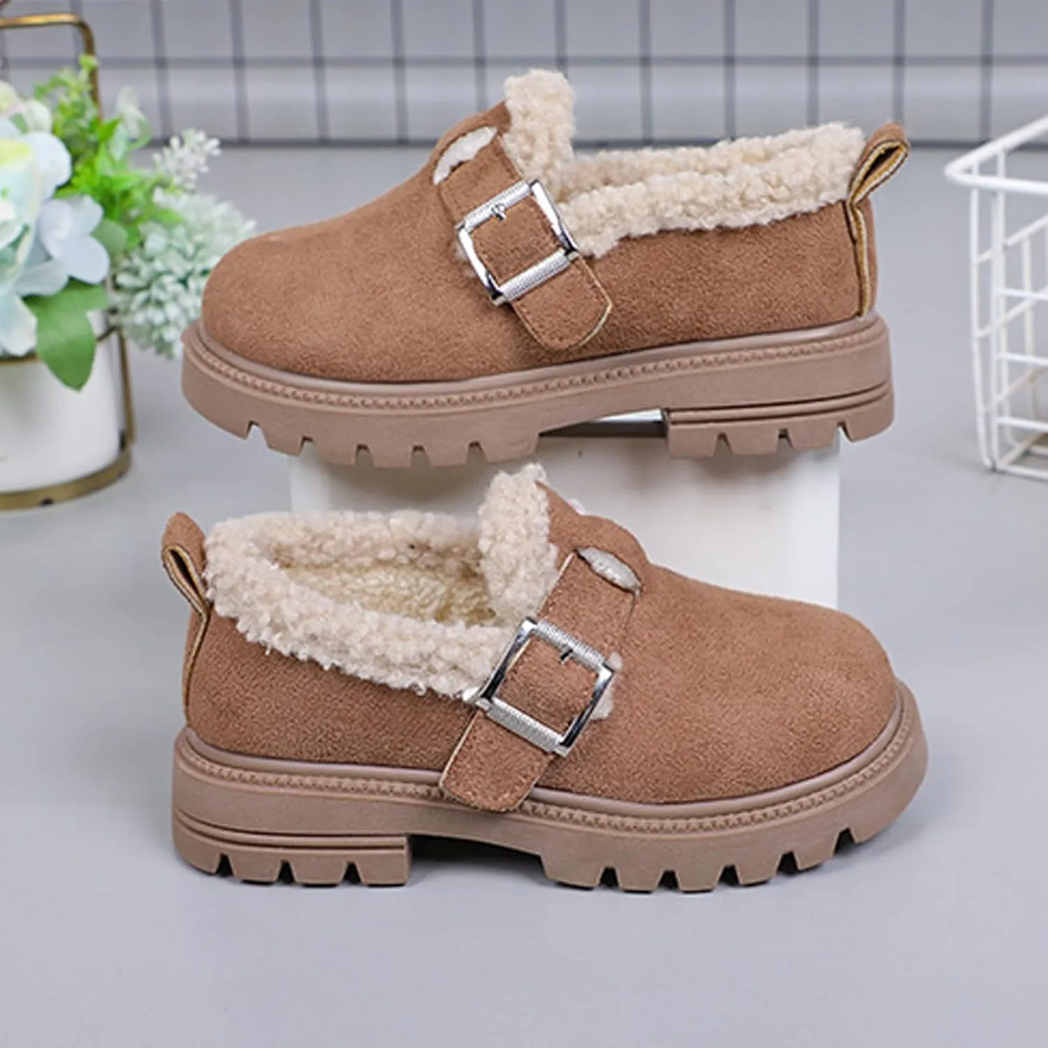 Girls Platform Slippers Boots Shoes Kids Boys Girls Plush Slippers Thick Bottom Cuddle Slides Slippers Snow Boots Shoes