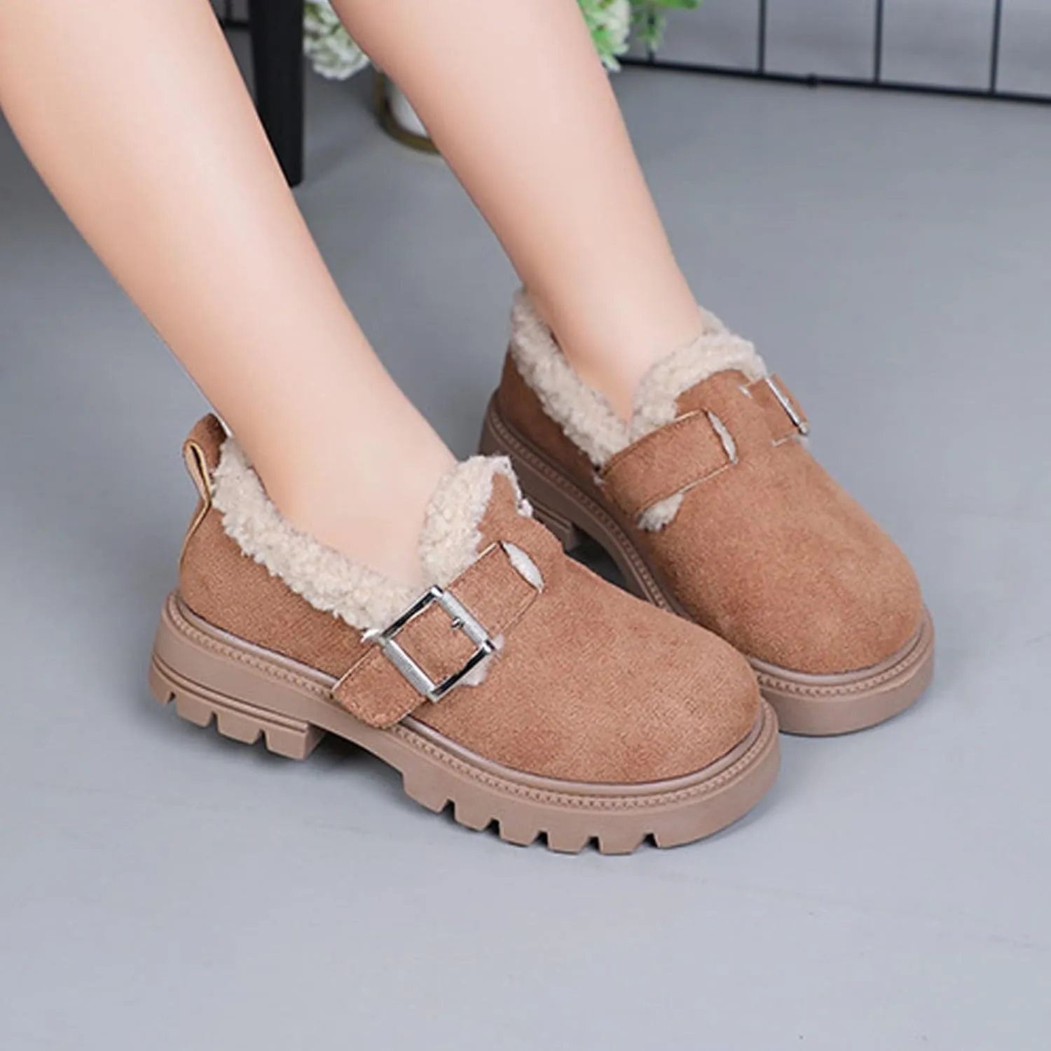 Girls Platform Slippers Boots Shoes Kids Boys Girls Plush Slippers Thick Bottom Cuddle Slides Slippers Snow Boots Shoes