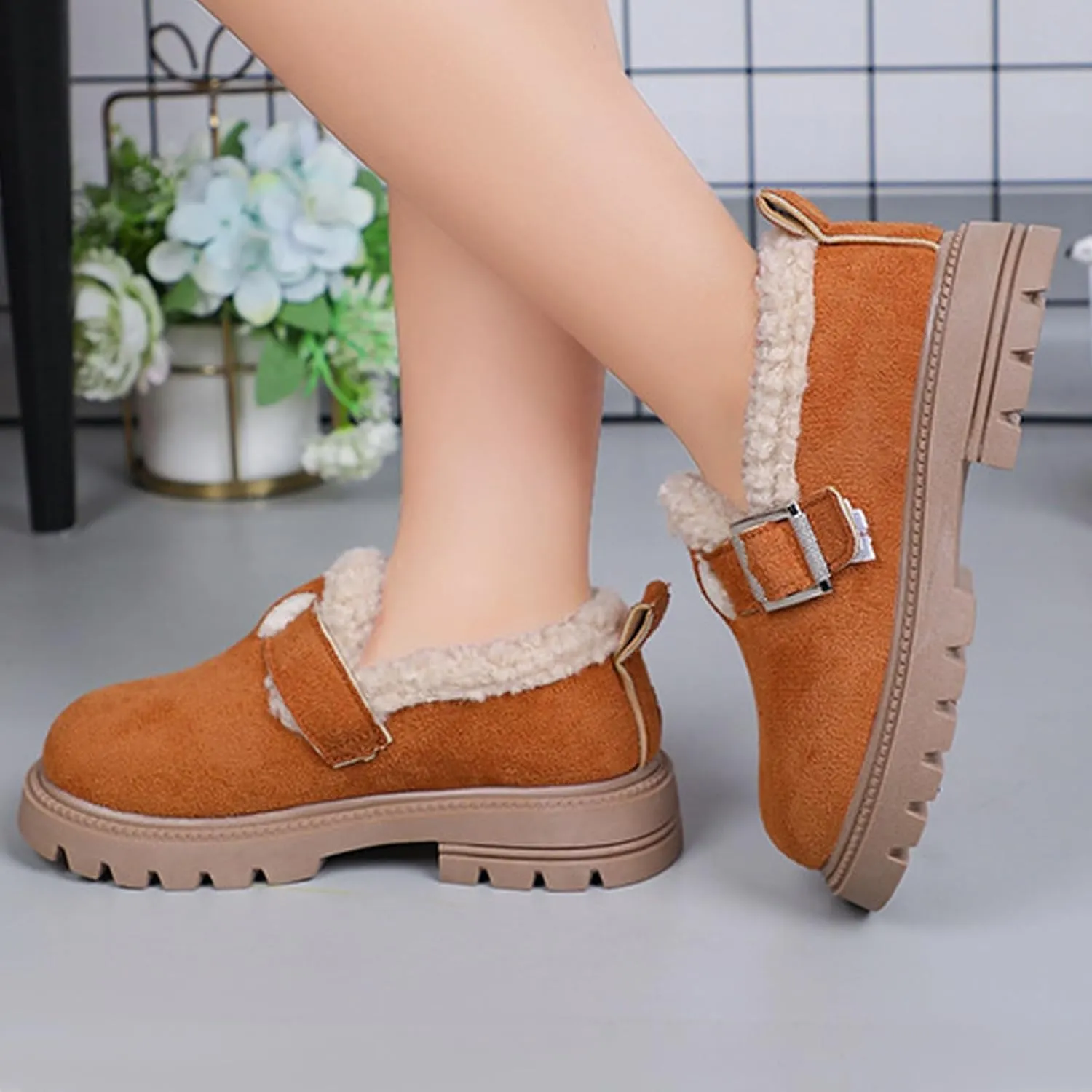 Girls Platform Slippers Boots Shoes Kids Boys Girls Plush Slippers Thick Bottom Cuddle Slides Slippers Snow Boots Shoes