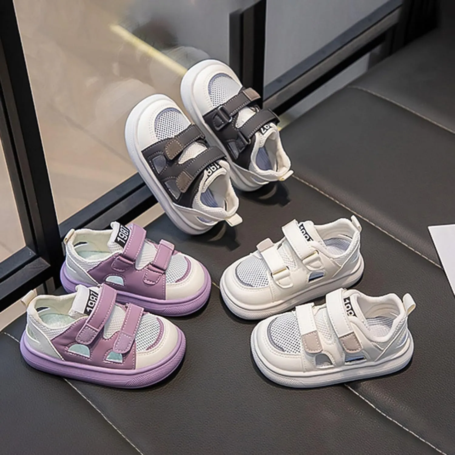 Girls Sandals Toddler Summer Shoes Closed Toe Two Adjustable Hook and Loop Strapped Sport Sandal Kids Breathable