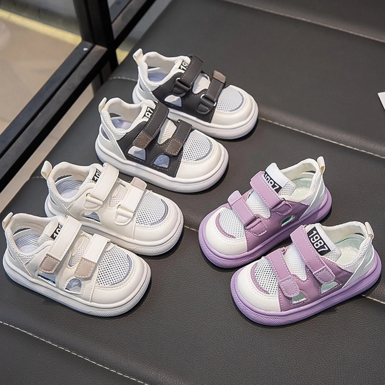 Girls Sandals Toddler Summer Shoes Closed Toe Two Adjustable Hook and Loop Strapped Sport Sandal Kids Breathable