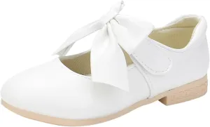Girls Toddler Little Ballet Shoes Flower Girls Mary Jane Flats with Bow Dress Shoes Party Wedding Church Shoes for Kids