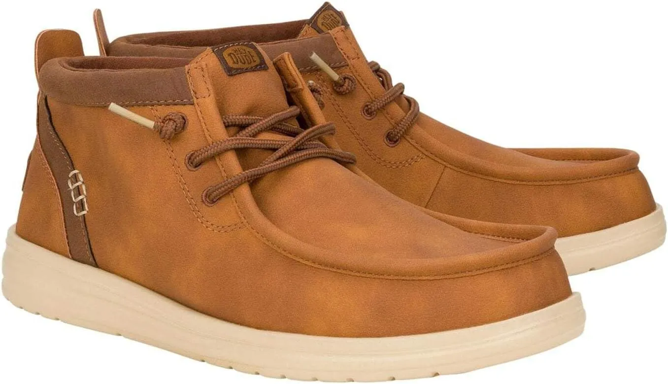 Hey Dude 42051 Wally Mid Gripr Classic Cognac Men's Leather Boots Brown
