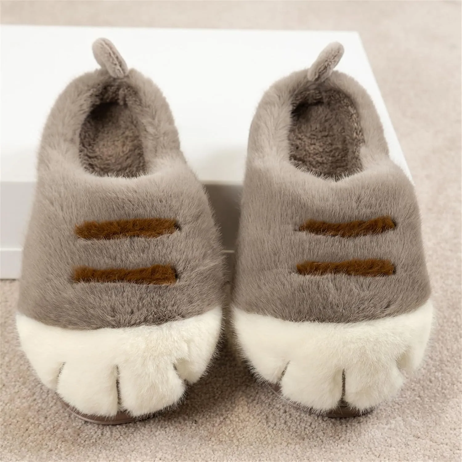 Indoor Outdoor Slippers Women Cute Funny 3D Cat Paw Cartoon Slipper Warm Fluffy Furry Winter Bedroom House Shoes