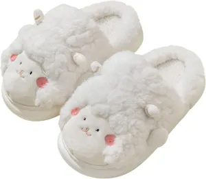 Kid Indoor Slipper Girl Boy Flat Non Slip Round Toe Short Plush Warm Comfortable Cute Cow Shape Girls House Slipper