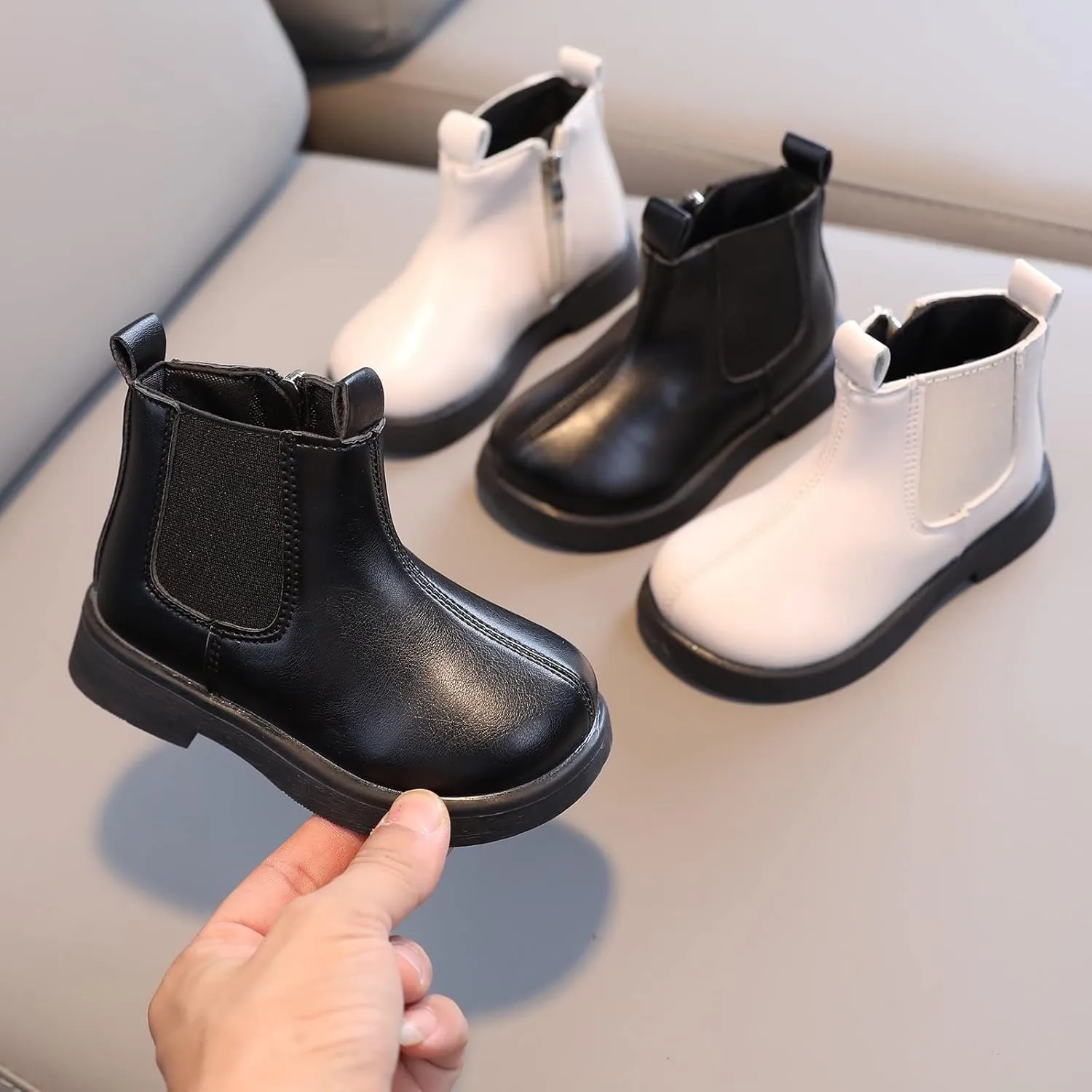 Kids Boots Boys Girls Zipper Ankle Boots Hiking Boots Cold Weather Non Slip Winter Boot 1-8 Years (Black, 3-3.5 Years)
