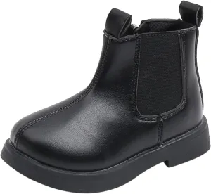 Kids Boots Boys Girls Zipper Ankle Boots Hiking Boots Cold Weather Non Slip Winter Boot 1-8 Years (Black, 3-3.5 Years)