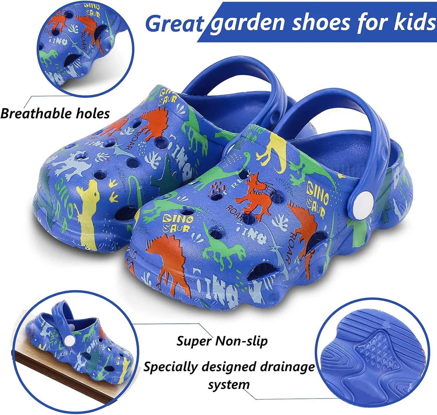 Kids Clogs Shoes Boys Girls Garden Slip On Shoes Toddler Clogs Children Slides Slippers Indoor Outdoor Beach Pool Shower Sandals