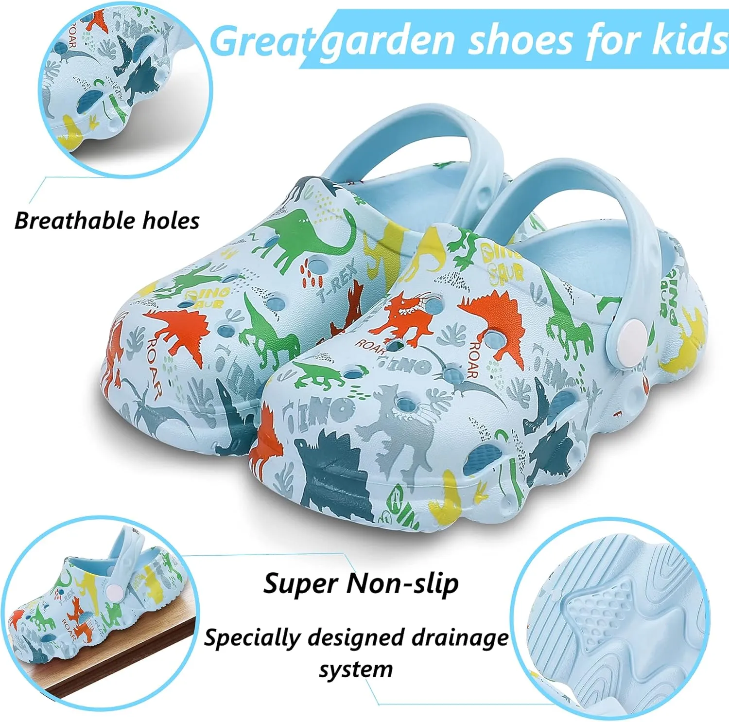 Kids Clogs Shoes Boys Girls Garden Slip On Shoes Toddler Clogs Children Slides Slippers Indoor Outdoor Beach Pool Shower Sandals