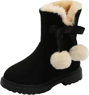 Kids Snow Boots for Boys Girls Puffy Faux Fur Lined Boots Fashion Boots Kids Ankle Booties Indoor Outdoor Boots