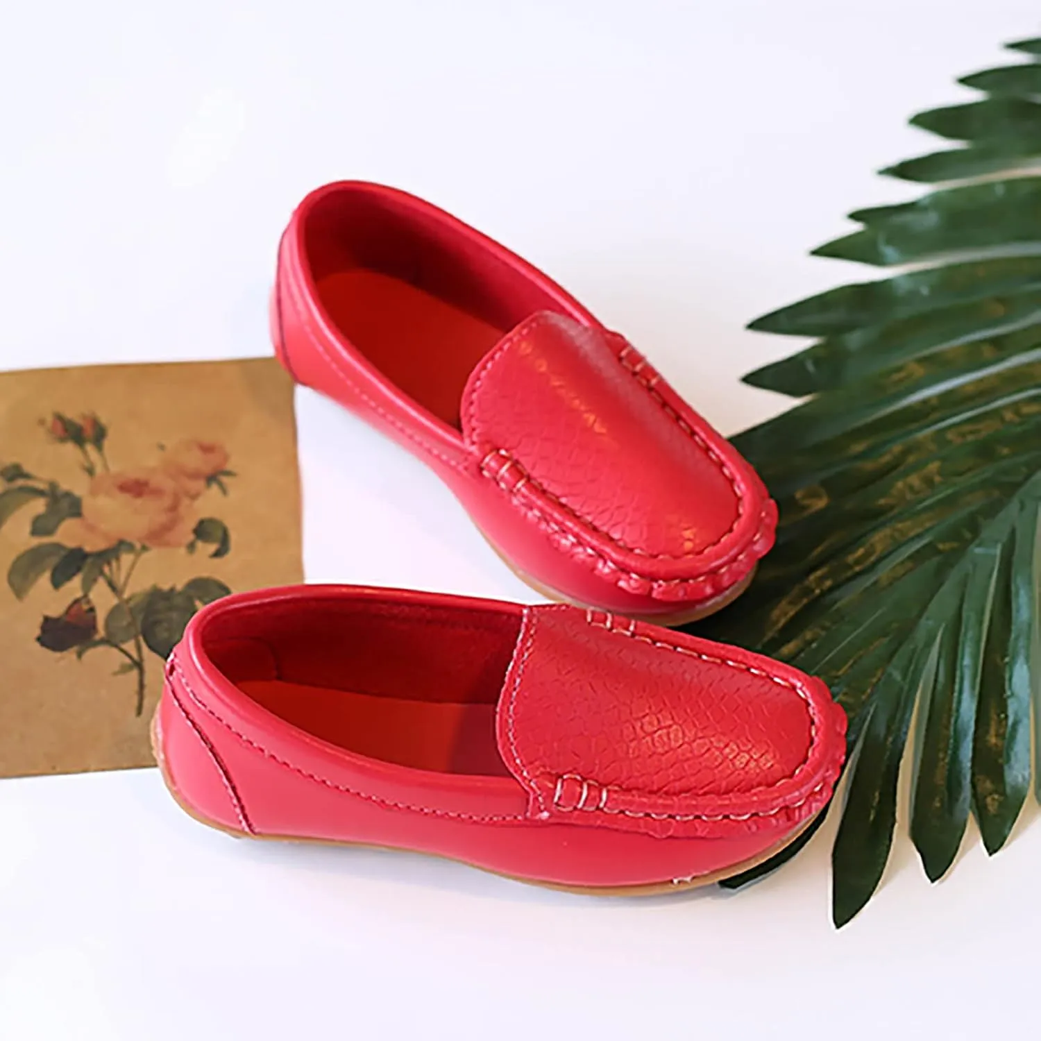 Kids Toddlers Boys Girls Leather Slip On Loafers Moccasi𝐧 Boat Dress Shoes Comfort Flat Casual Shoes Formal Shoes