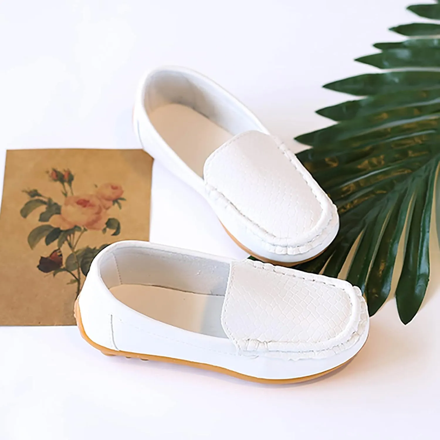 Kids Toddlers Boys Girls Leather Slip On Loafers Moccasin Boat Dress Shoes Dress Flat Little Girls Casual Baby Shoes