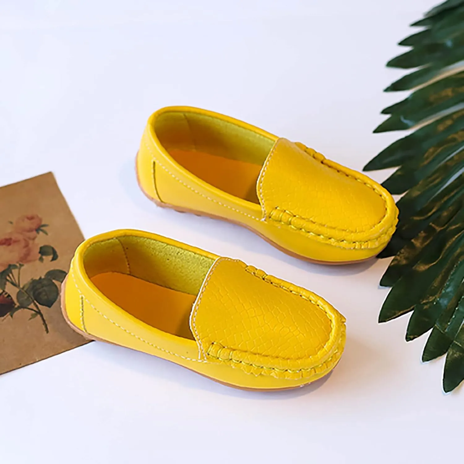 Kids Toddlers Boys Girls Leather Slip On Loafers Moccasin Boat Dress Shoes Dress Flat Little Girls Casual Baby Shoes