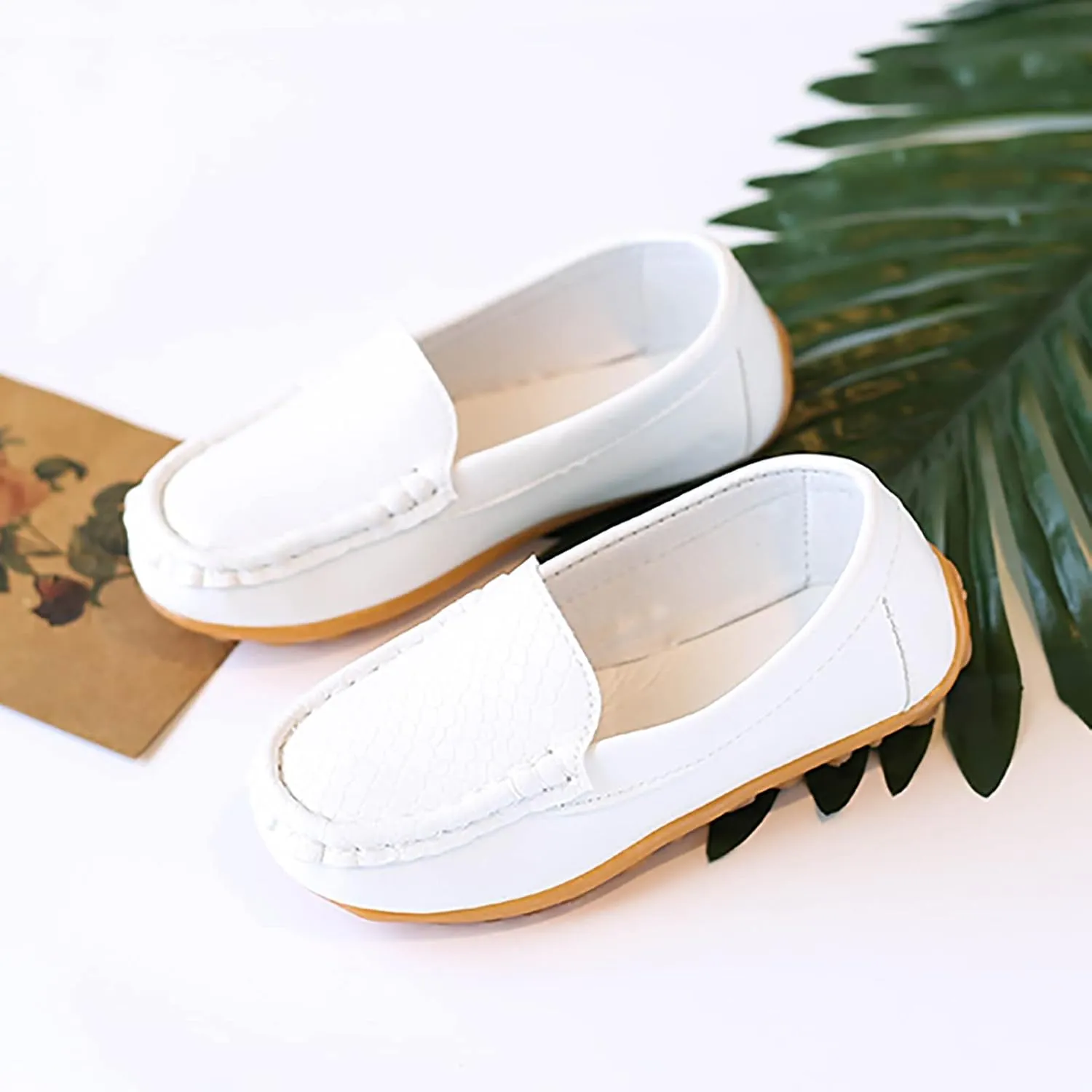 Kids Toddlers Boys Girls Leather Slip On Loafers Moccasin Boat Dress Shoes Dress Flat Little Girls Casual Baby Shoes