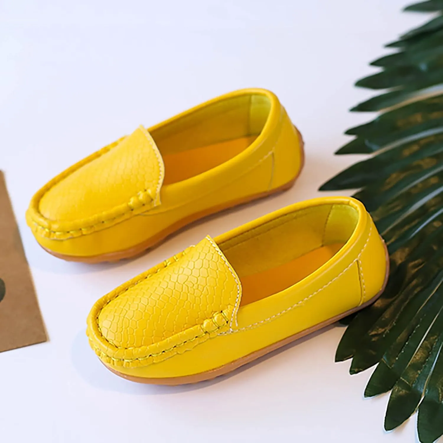 Kids Toddlers Boys Girls Leather Slip On Loafers Moccasin Boat Dress Shoes Dress Flat Little Girls Casual Baby Shoes