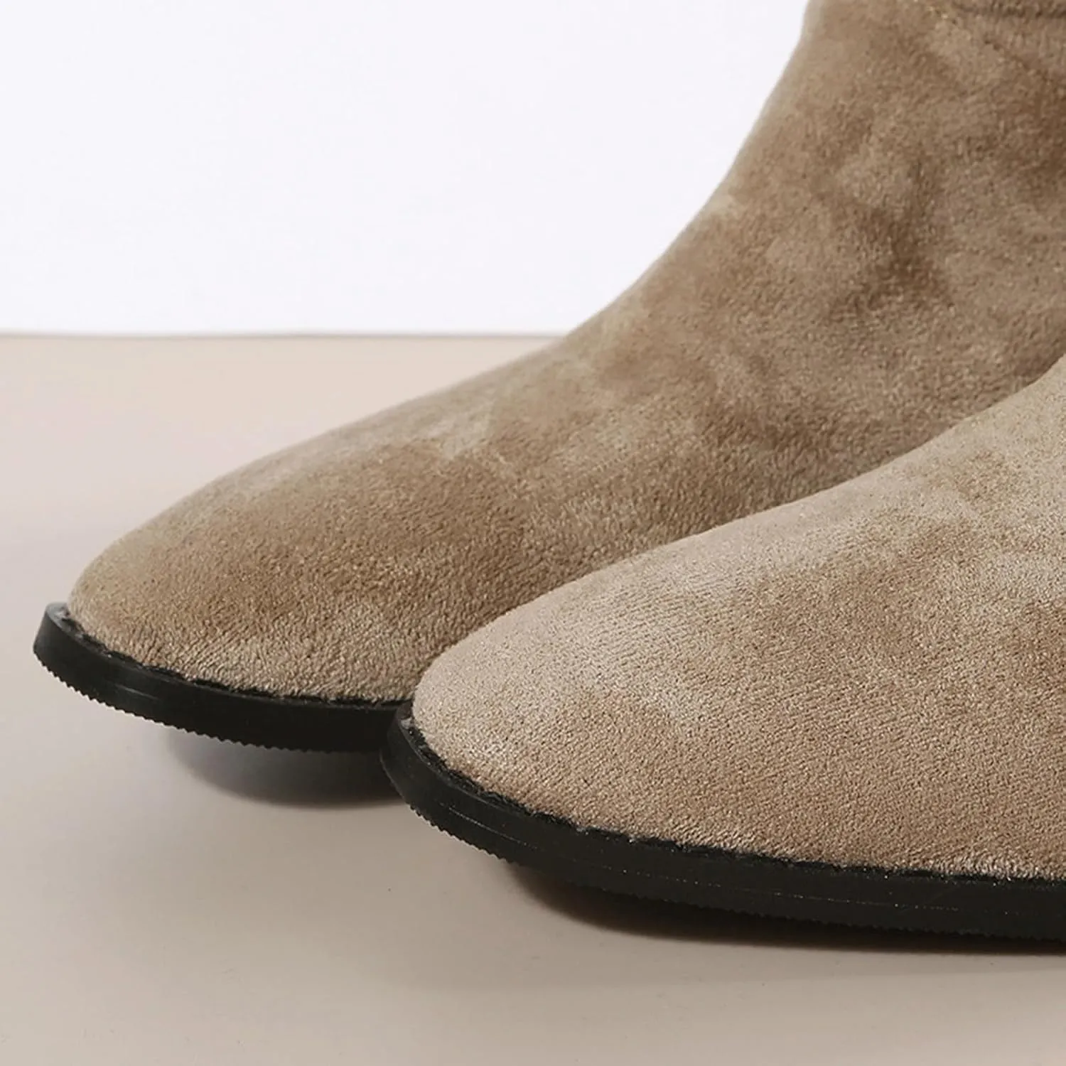 Knee Hight Boots for Women Pointed Toe Knee-High Boots Mid Chunky Heel Pull On Zippers Faux Cowboy Fashion Winter