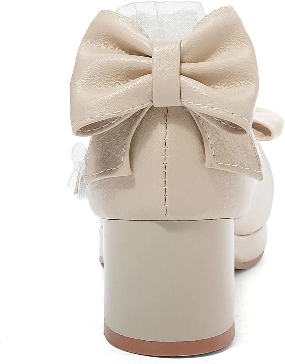 KysBloes Women Kawaii Shoes Sweet Mary Janes Platform Lace Cute Pumps Mid Block Heel Buckle Pumps with Bow