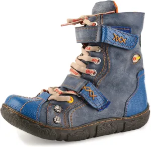 Lace-Up PU Leather Boots Flat Women's Snow Boots with Fur Lining