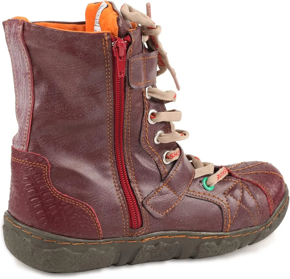 Lace-Up PU Leather Boots Flat Women's Snow Boots with Fur Lining